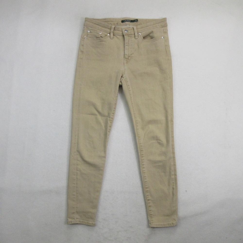 Lauren Ralph Lauren Women's Jeans 6 Premier Skinny Ankle Beige Tan Stretch